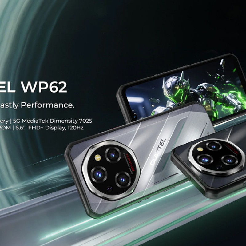 OUKITEL smartphone WP62, 6.6", 12/512GB, 5G, 11000mAh, IP68/IP69K/MIL-STD-810H, ασημί