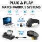 GTCODESTAR barcode scanner X-620F, 1D, ενσύρματο & ασύρματο, 800mAh, μαύρο