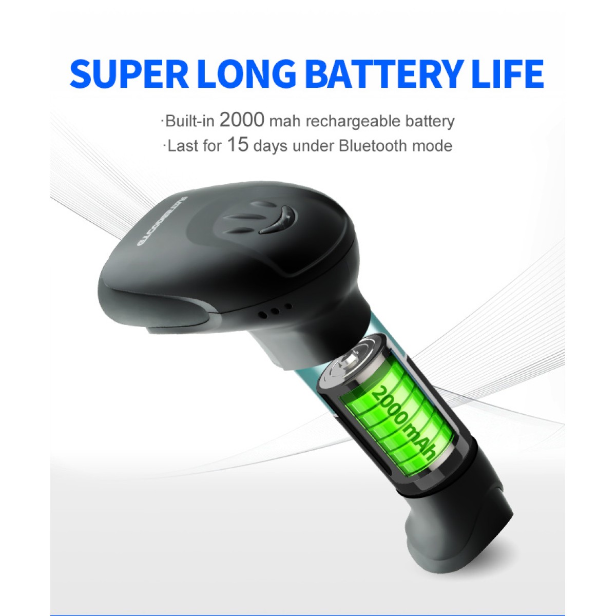 GTCODESTAR barcode scanner X-9701B, 1D & 2D, ενσύρματο & ασύρματο, Bluetooth, 2000mAh, μαύρο
