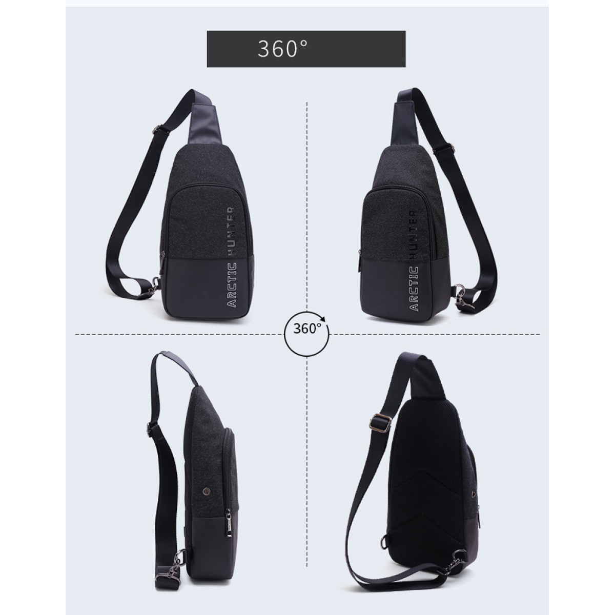 ARCTIC HUNTER τσάντα Crossbody XB0058-BK, μαύρη