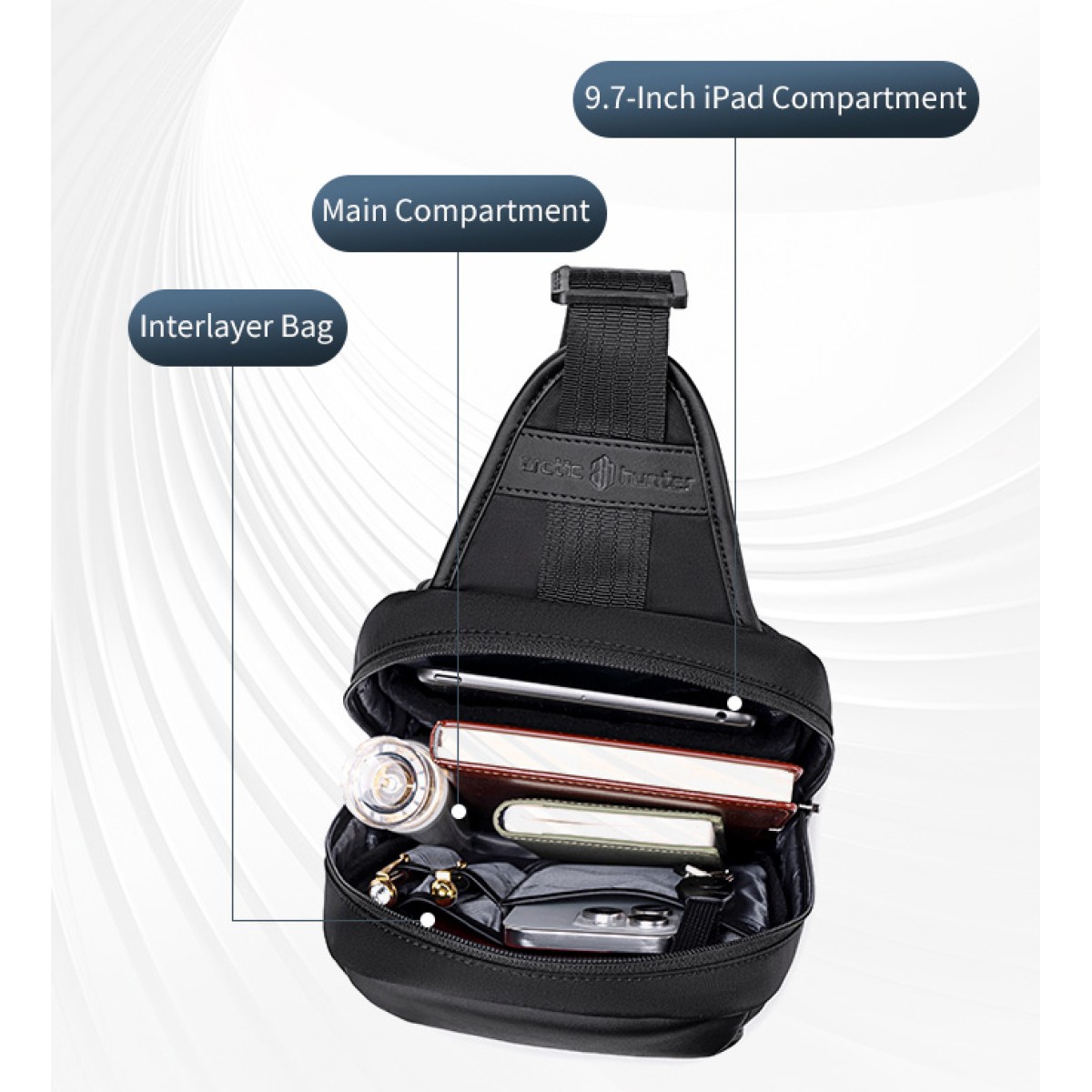 ARCTIC HUNTER τσάντα Crossbody XB00829, 3L, μαύρη