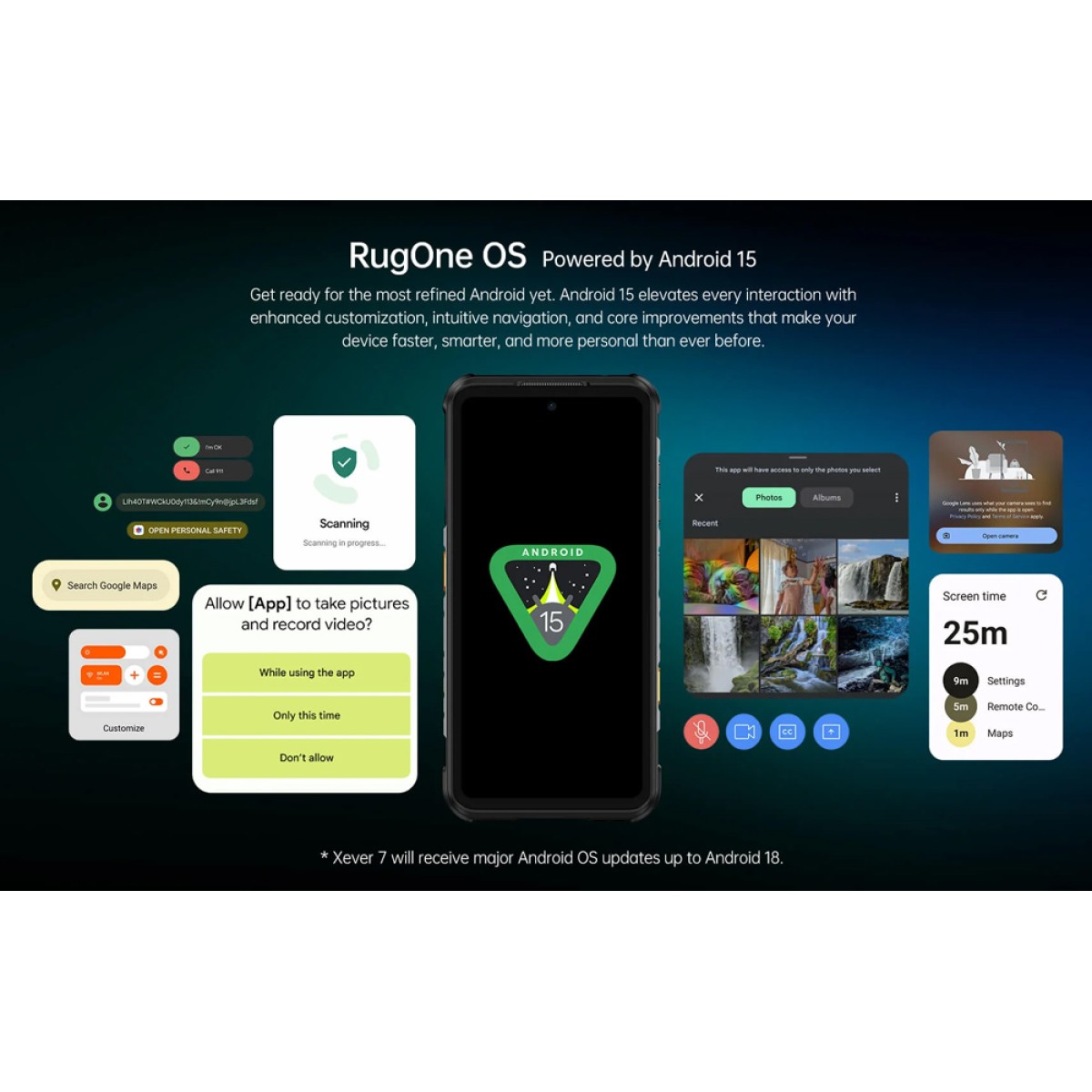 RUGONE smartphone Xever 7, 6.67", 12/512GB, 5G, 5550mAh, IP68/IP69K/MIL-STD-810H, μαύρο