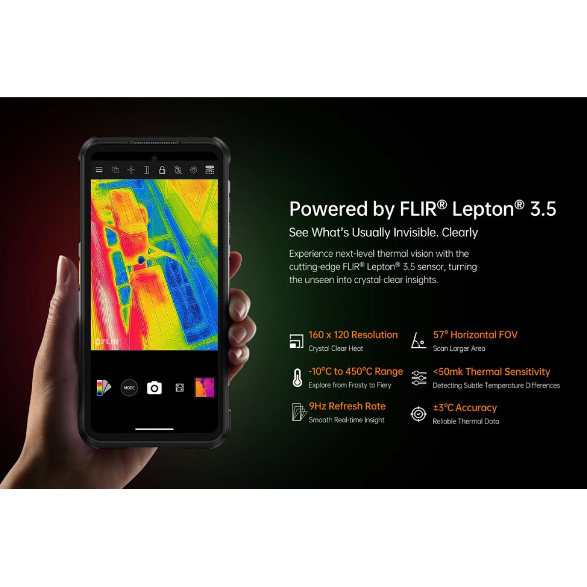 RUGONE smartphone Xever 7 Pro με θερμική εικόνα, 6.67", 12/512GB, 5G, 5550mAh, IP68/IP69K/MIL-STD-810H, μαύρο