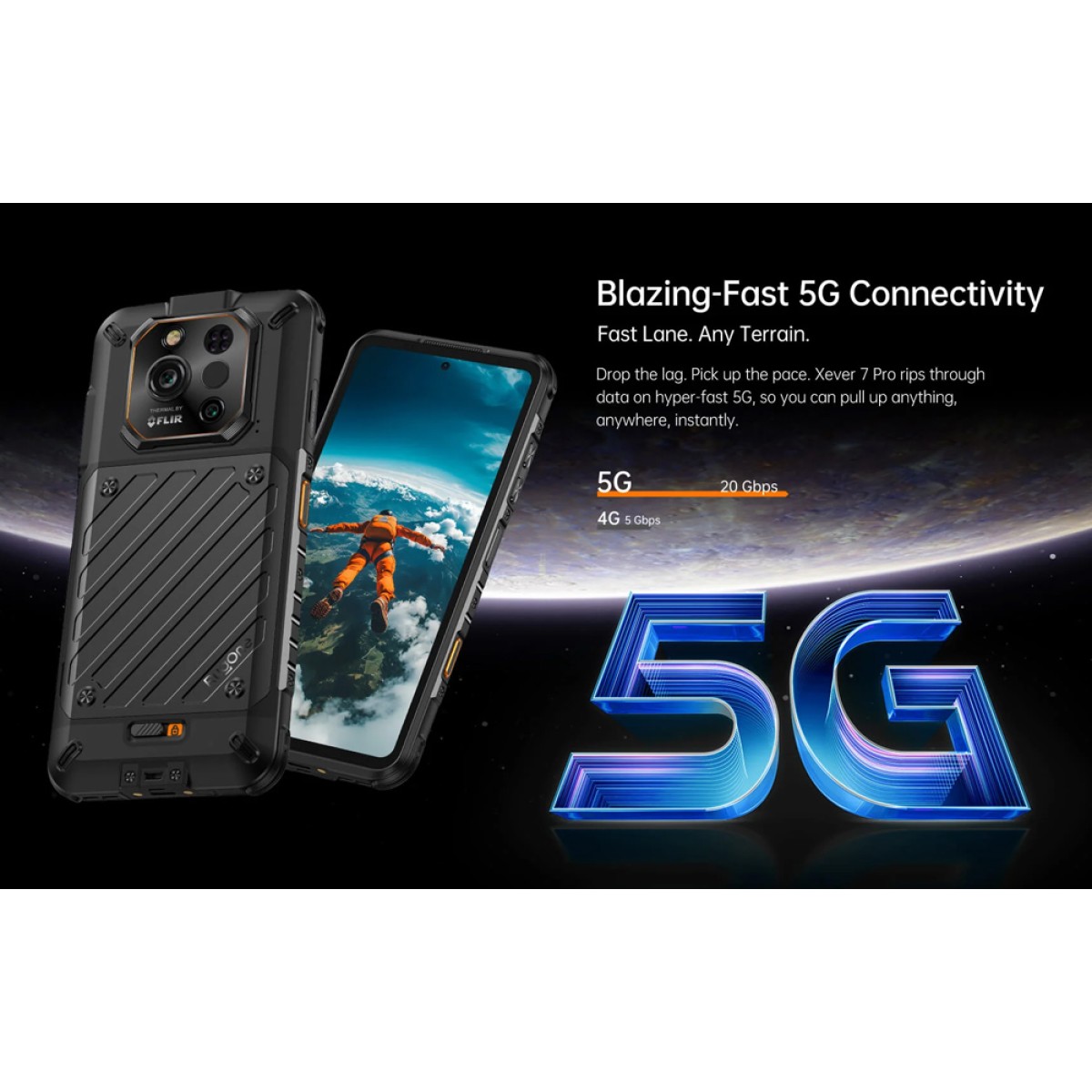 RUGONE smartphone Xever 7 Pro με θερμική εικόνα, 6.67", 12/512GB, 5G, 5550mAh, IP68/IP69K/MIL-STD-810H, μαύρο