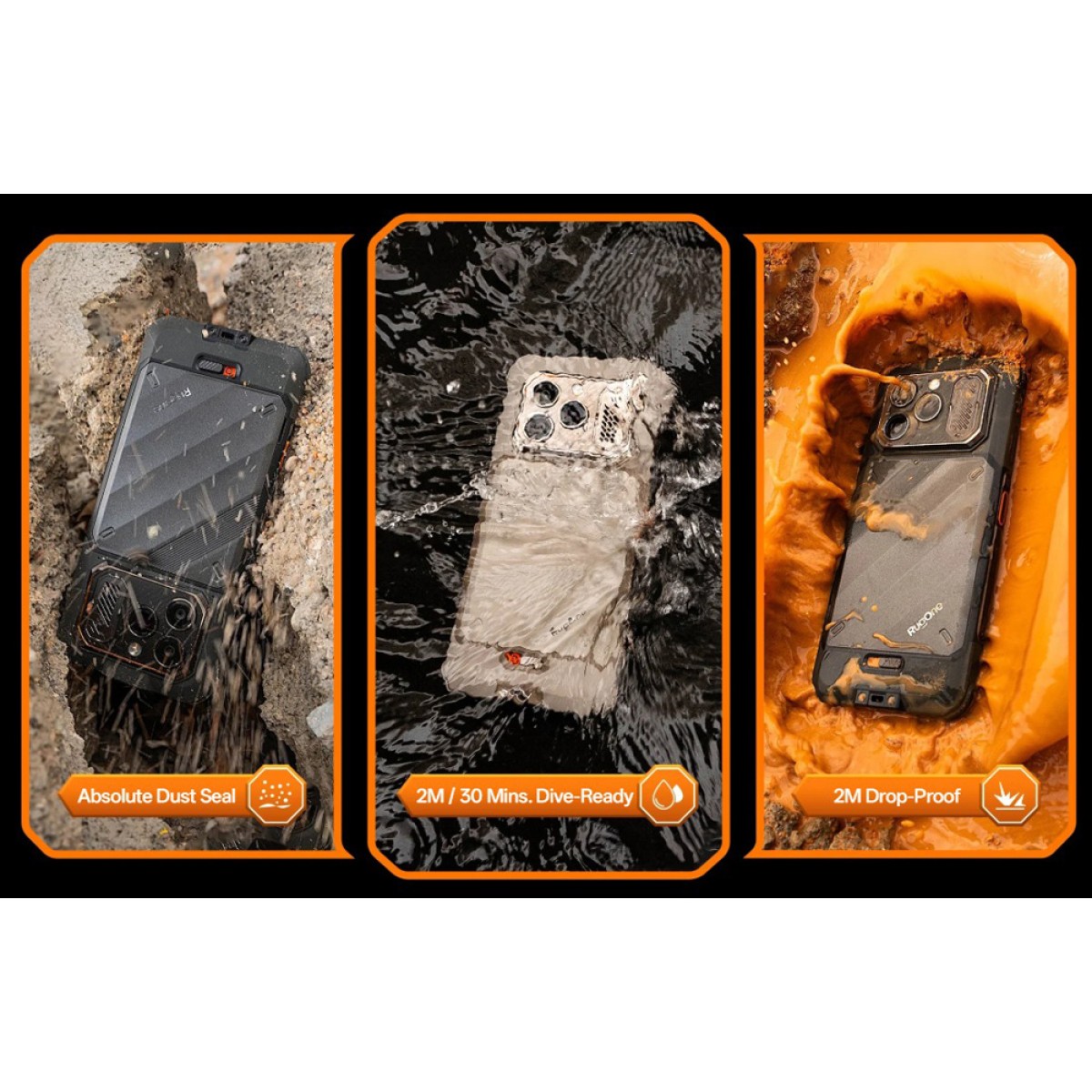 RUGONE smartphone Xever 8, 6.50", 8/128GB, 4800mAh, IP68/IP69K/MIL-STD-810H, μαύρο