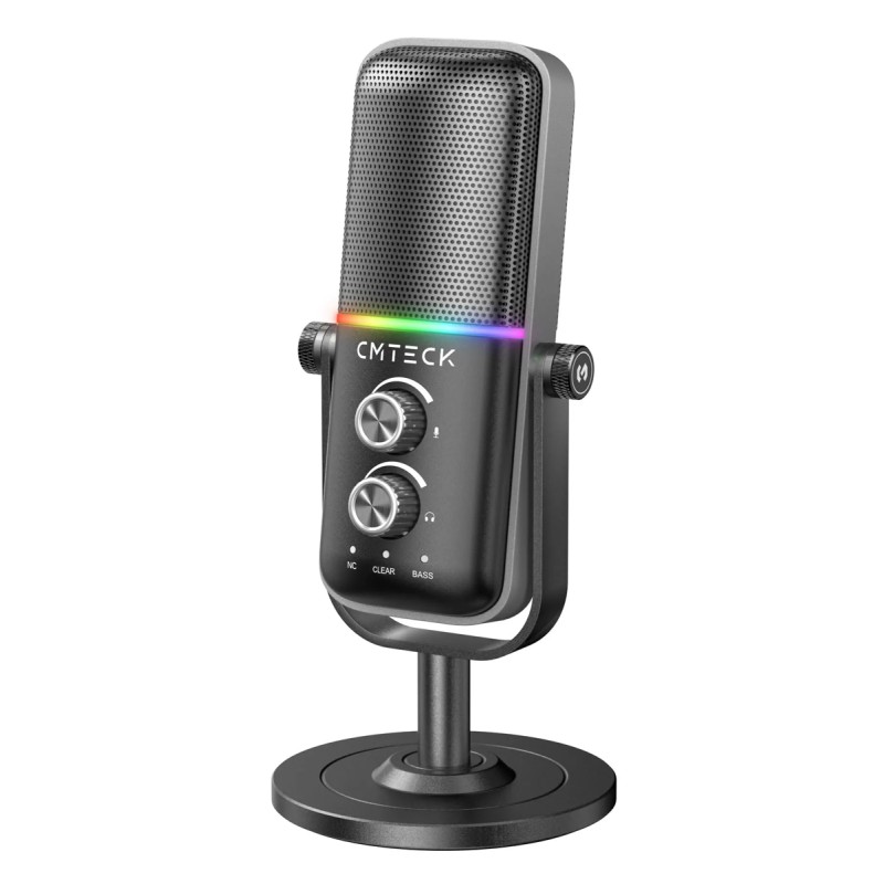 CMTECK επιτραπέζιο μικρόφωνο XM600, omnidirectional/καρδιοειδές, USB, RGB LED, μαύρο