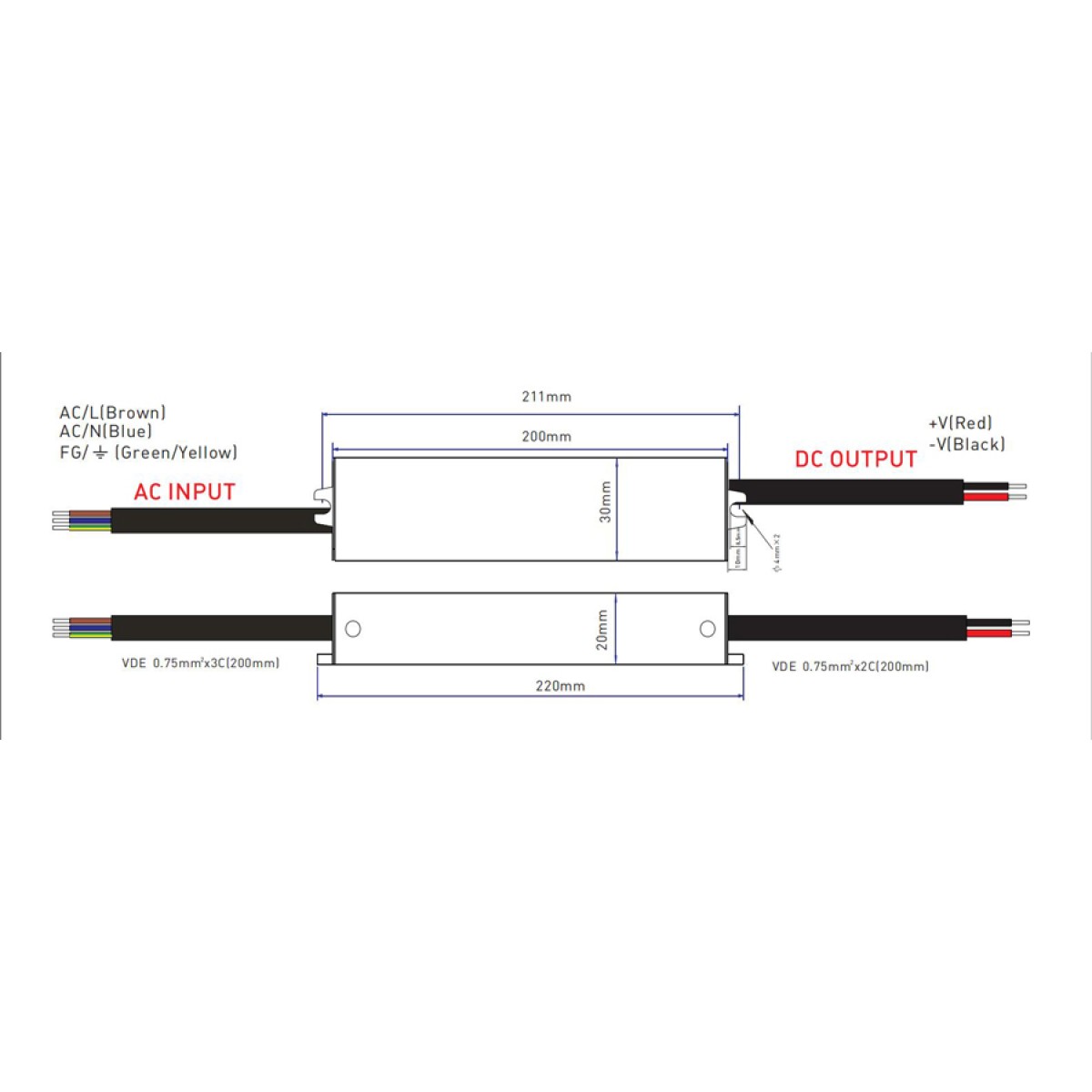 YSD τροφοδοτικό DC 30WHA-12, 12VDC, 30W, 2.5A, IP67