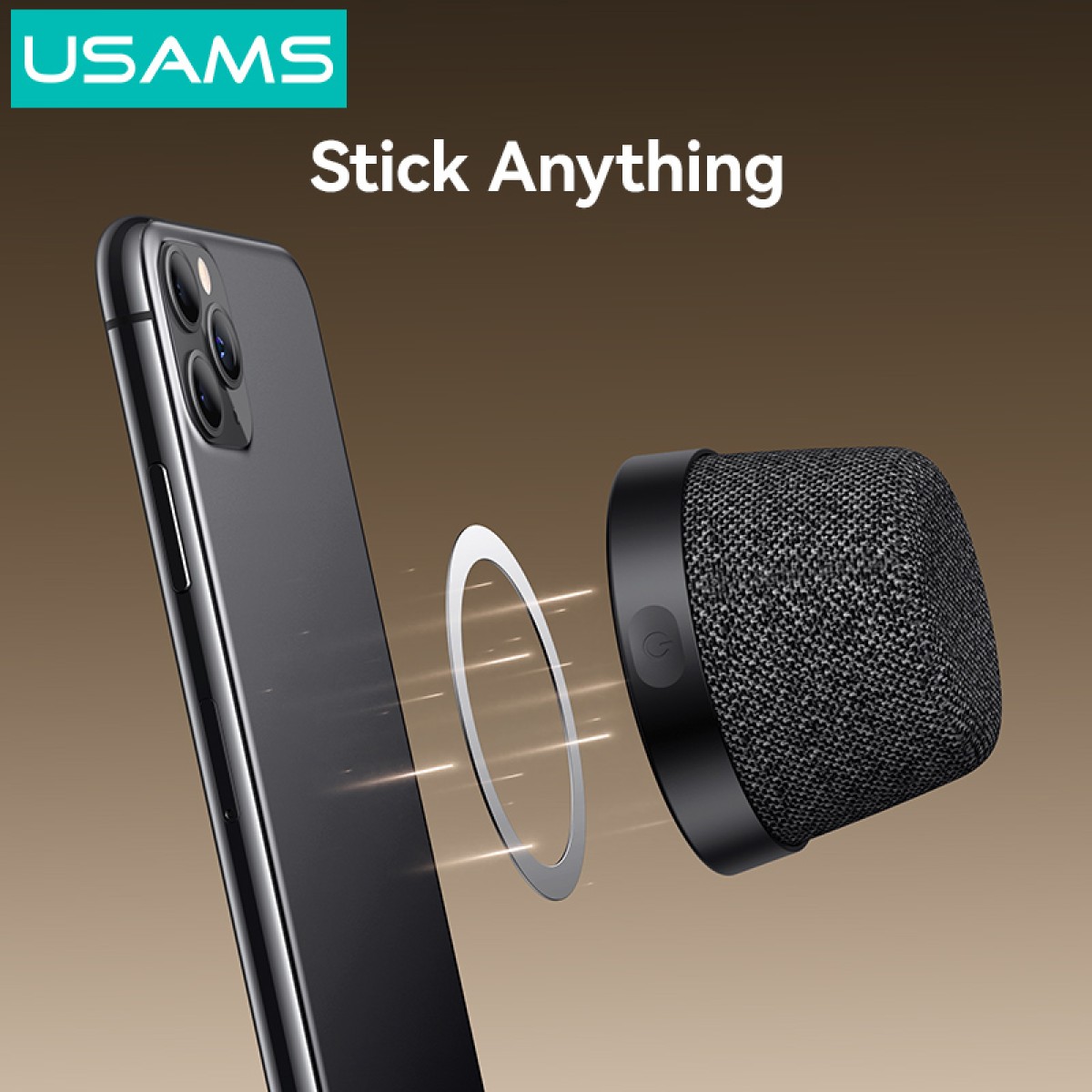 USAMS μίνι φορητό ηχείο YX016, μαγνητικό, 3W, Bluetooth, 700mAh, μαύρο