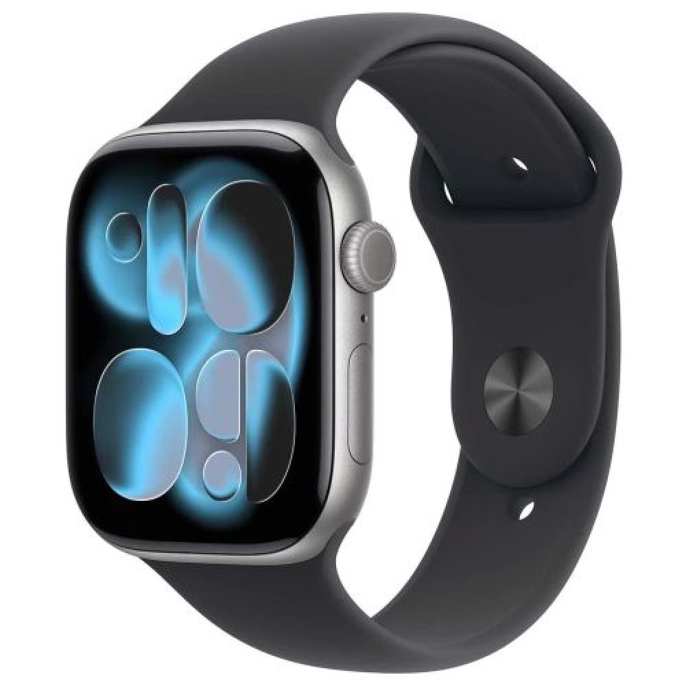 Apple Watch Series 11 (2025) Θήκη GPS 46mm Space Grey Alu, Black Sport Band M/L EU MEV44 - ONLY BOX DAMAGE
