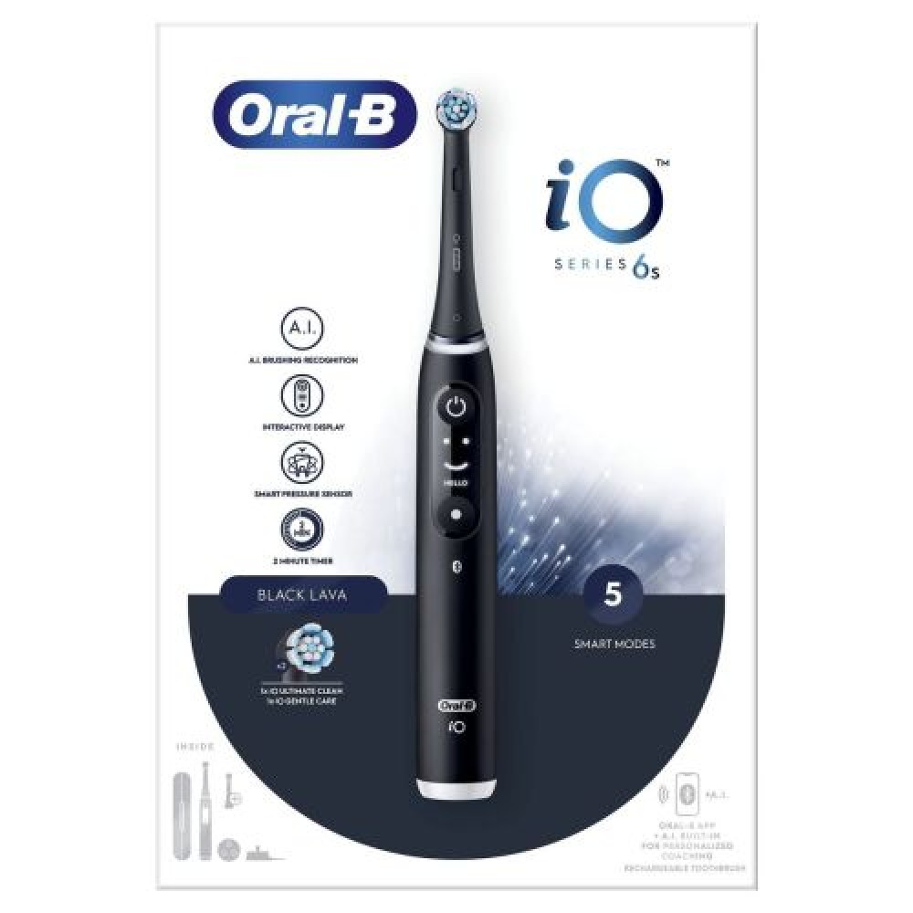 Oral-B ηλεκτρική οδοντόβουρτσα iO Series 6s Περιστρεφόμενη/ταλαντούμενη, Μαύρη λάβα ΕΕ