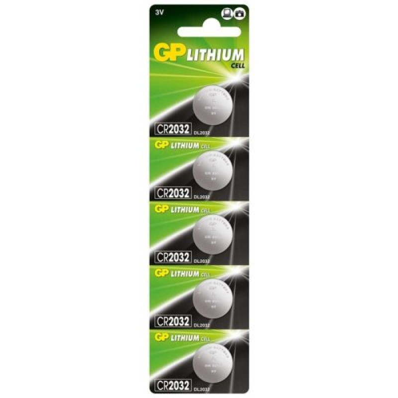 GP Battery (CR2032) Κέρμα λιθίου, CR2032-7U5, (5 μπαταρίες / blister) 3V