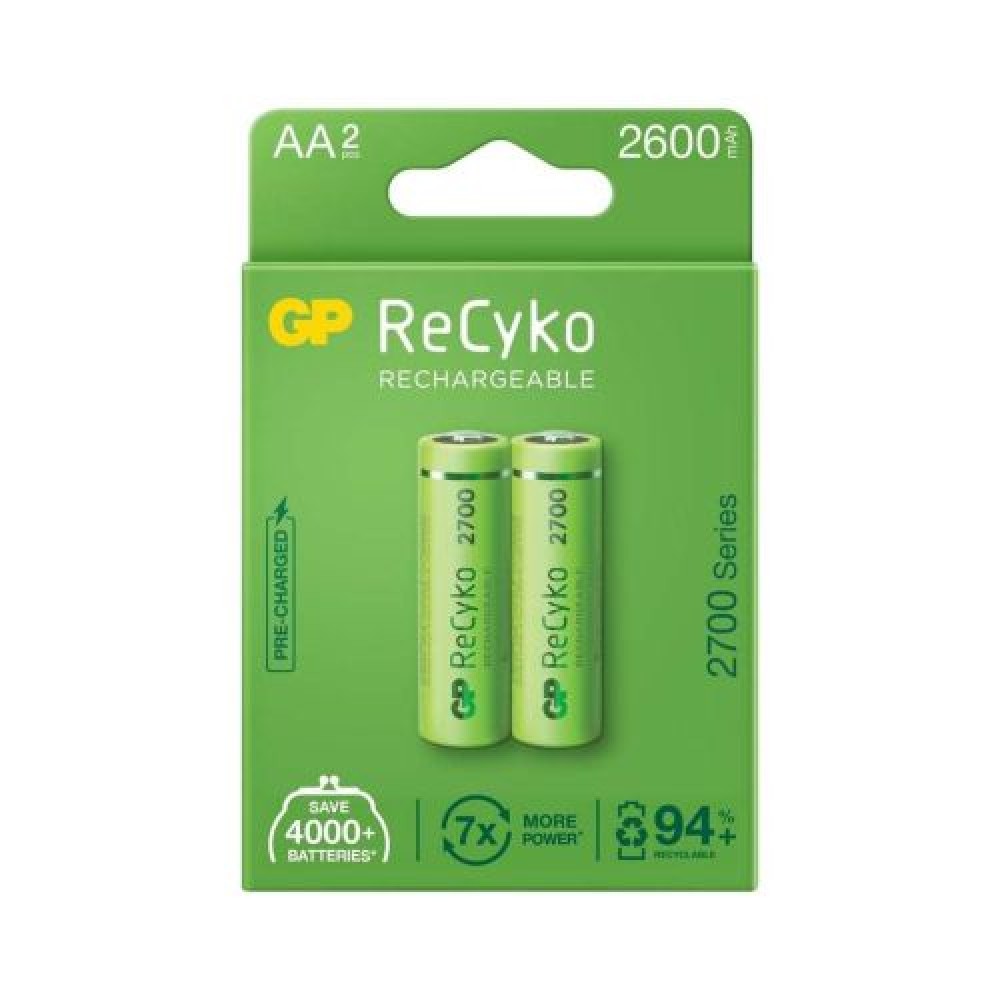 GP Battery (AA) Επαναφορτιζόμενη NIMH R6/AA, 270AAHCE-EB2, (2 μπαταρίες / blister), 2700mAh
