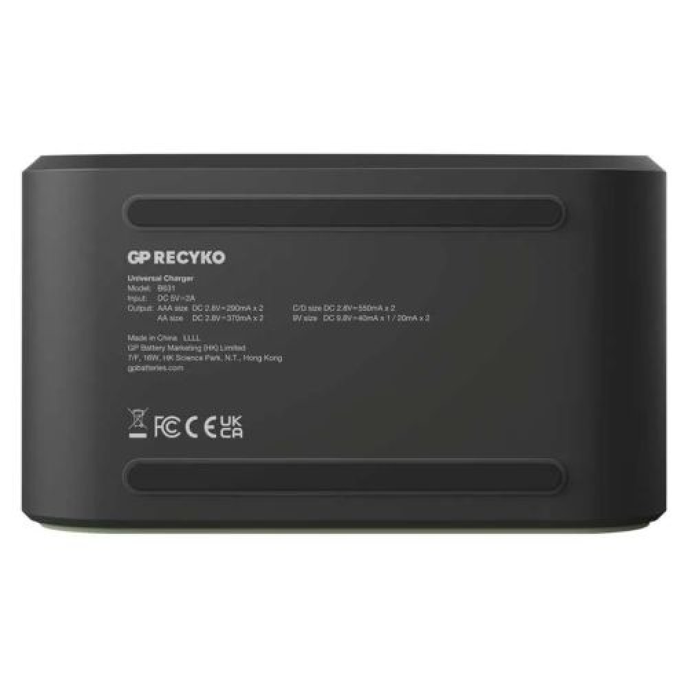 Φορτιστής μπαταρίας GP B361 με 4 κανάλια, 2600 mAh, 2,8V, Μαύρο EU