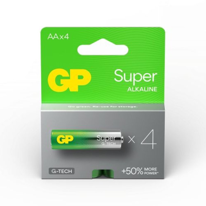 Μπαταρία GP (AA) Αλκαλική SUPER LR6/AA, (4 μπαταρίες / blister) 1,5V