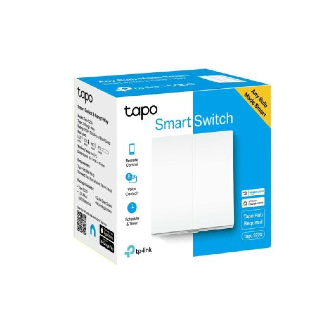 Έξυπνος επιτοίχιος διακόπτης TP-Link Double Tapo S220 Wireless White EU