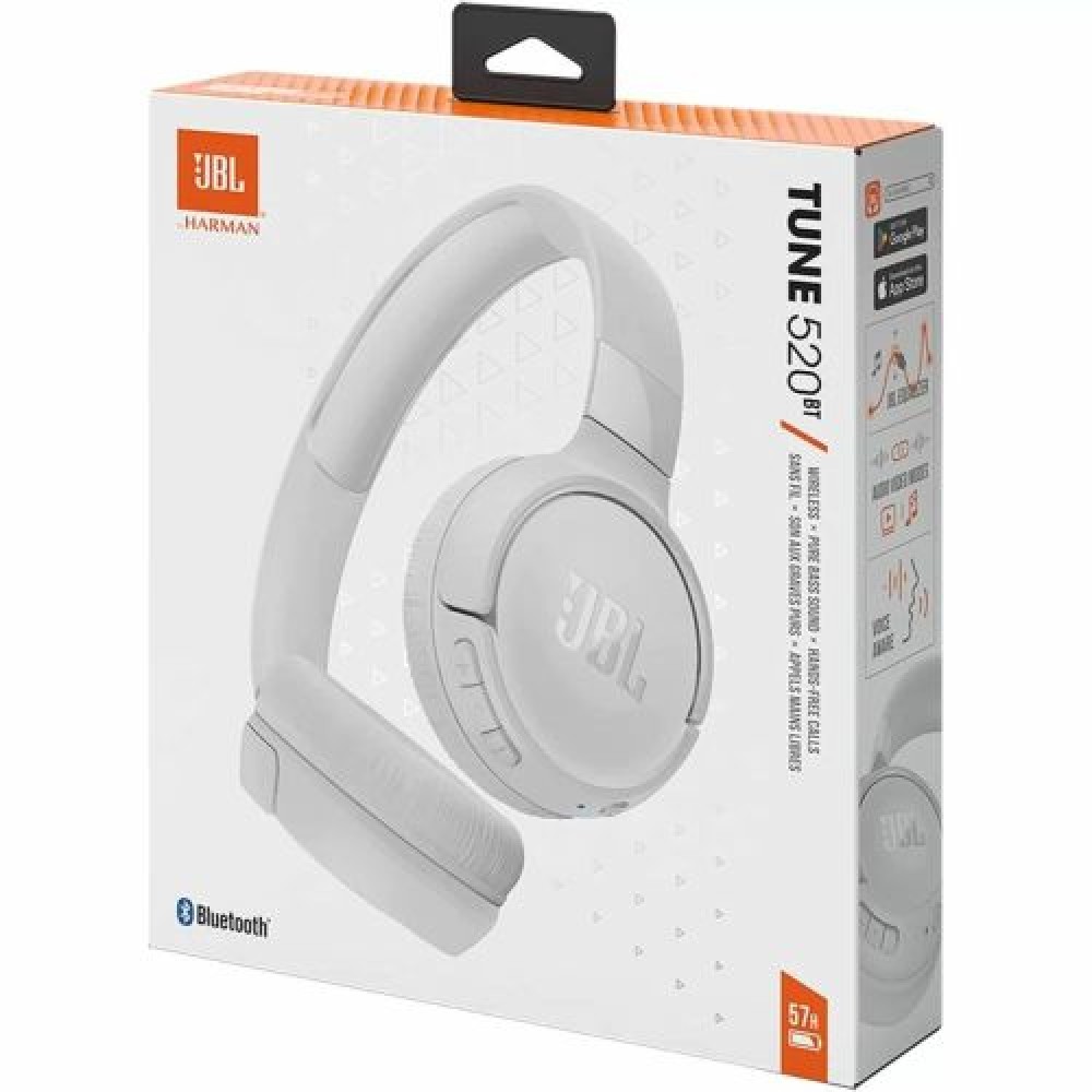 JBL Tune 520BT Bluetooth Wireless On-Ear Headphone White EU