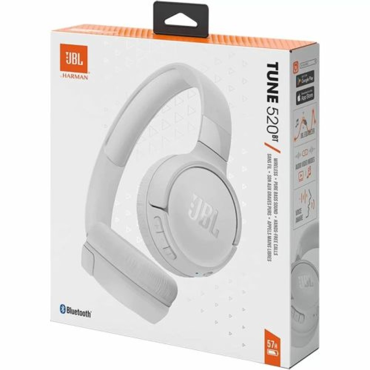 JBL Tune 520BT Bluetooth Wireless On-Ear Headphone White EU