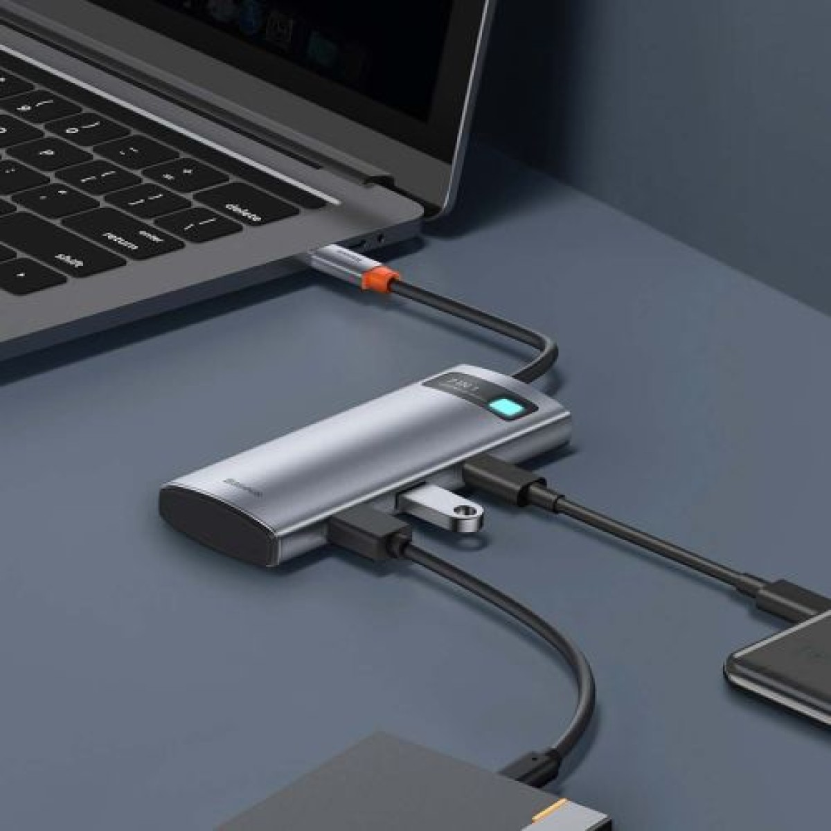 Baseus HUB Metal Gleam σειράς 7-σε-1 Πολυλειτουργικό (Type-C έως 2x USB 3.0, PD 100W / HDMI 4K 30Hz / RJ45 1Gbps, Type-C βασικό) Γκρι (WKWG020113)