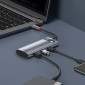 Baseus HUB Metal Gleam σειράς 7-σε-1 Πολυλειτουργικό (Type-C έως 2x USB 3.0, PD 100W / HDMI 4K 30Hz / RJ45 1Gbps, Type-C βασικό) Γκρι (WKWG020113)