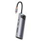 Baseus HUB Metal Gleam σειράς 7-σε-1 Πολυλειτουργικό (Type-C έως 2x USB 3.0, PD 100W / HDMI 4K 30Hz / RJ45 1Gbps, Type-C βασικό) Γκρι (WKWG020113)