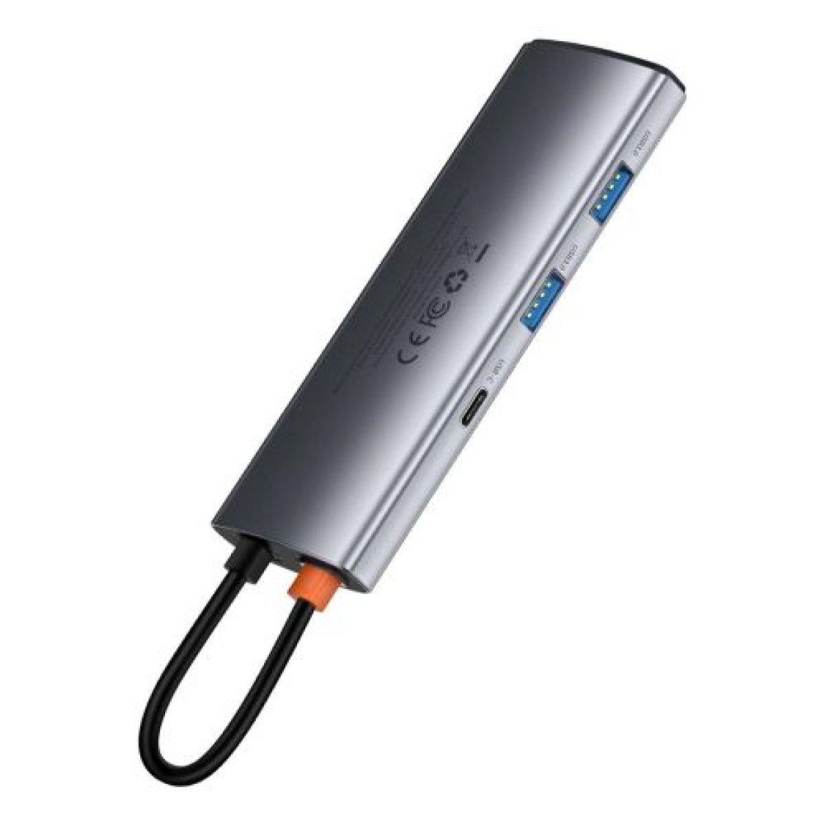 Baseus HUB Metal Gleam σειράς 7-σε-1 Πολυλειτουργικό (Type-C έως 2x USB 3.0, PD 100W / HDMI 4K 30Hz / RJ45 1Gbps, Type-C βασικό) Γκρι (WKWG020113)