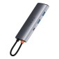 Baseus HUB Metal Gleam σειράς 7-σε-1 Πολυλειτουργικό (Type-C έως 2x USB 3.0, PD 100W / HDMI 4K 30Hz / RJ45 1Gbps, Type-C βασικό) Γκρι (WKWG020113)