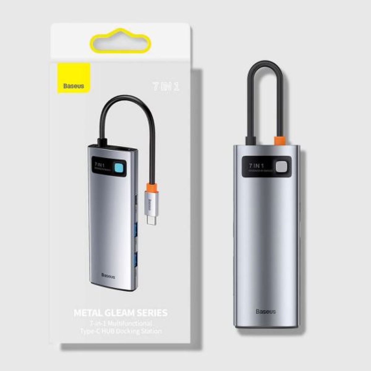 Baseus HUB Metal Gleam σειράς 7-σε-1 Πολυλειτουργικό (Type-C έως 2x USB 3.0, PD 100W / HDMI 4K 30Hz / RJ45 1Gbps, Type-C βασικό) Γκρι (WKWG020113)
