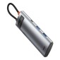 Baseus HUB Metal Gleam σειράς 7-σε-1 Πολυλειτουργικό (Type-C έως 2x USB 3.0, PD 100W / HDMI 4K 30Hz / RJ45 1Gbps, Type-C βασικό) Γκρι (WKWG020113)