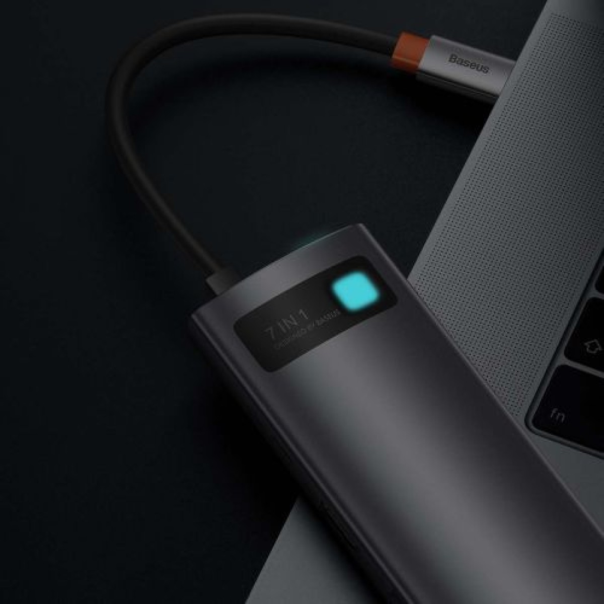 Baseus HUB Metal Gleam σειράς 7-σε-1 Πολυλειτουργικό (Type-C έως 2x USB 3.0, PD 100W / HDMI 4K 30Hz / RJ45 1Gbps, Type-C βασικό) Γκρι (WKWG020113)