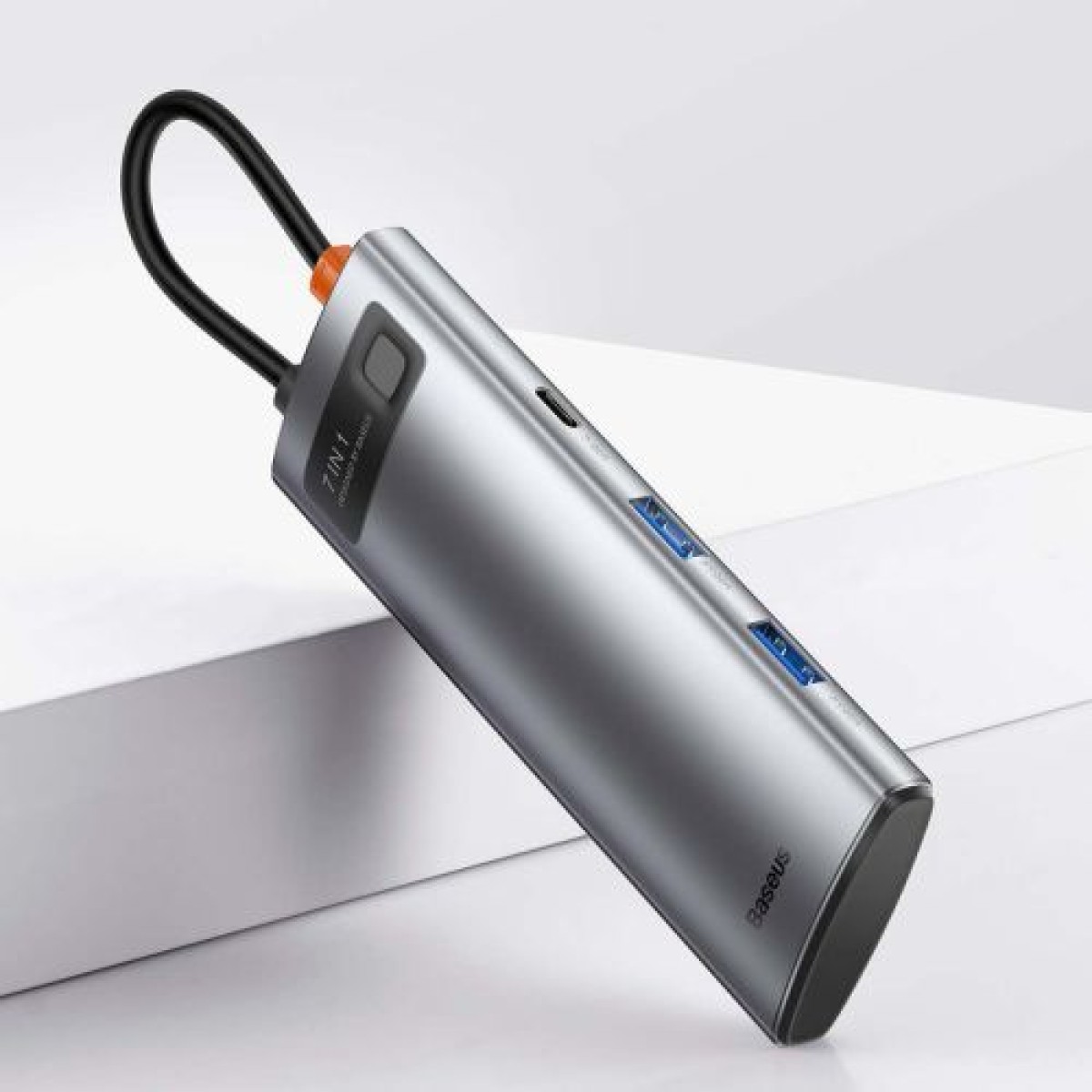 Baseus HUB Metal Gleam σειράς 7-σε-1 Πολυλειτουργικό (Type-C έως 2x USB 3.0, PD 100W / HDMI 4K 30Hz / RJ45 1Gbps, Type-C βασικό) Γκρι (WKWG020113)