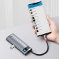 Baseus HUB Metal Gleam σειράς 7-σε-1 Πολυλειτουργικό (Type-C έως 2x USB 3.0, PD 100W / HDMI 4K 30Hz / RJ45 1Gbps, Type-C βασικό) Γκρι (WKWG020113)