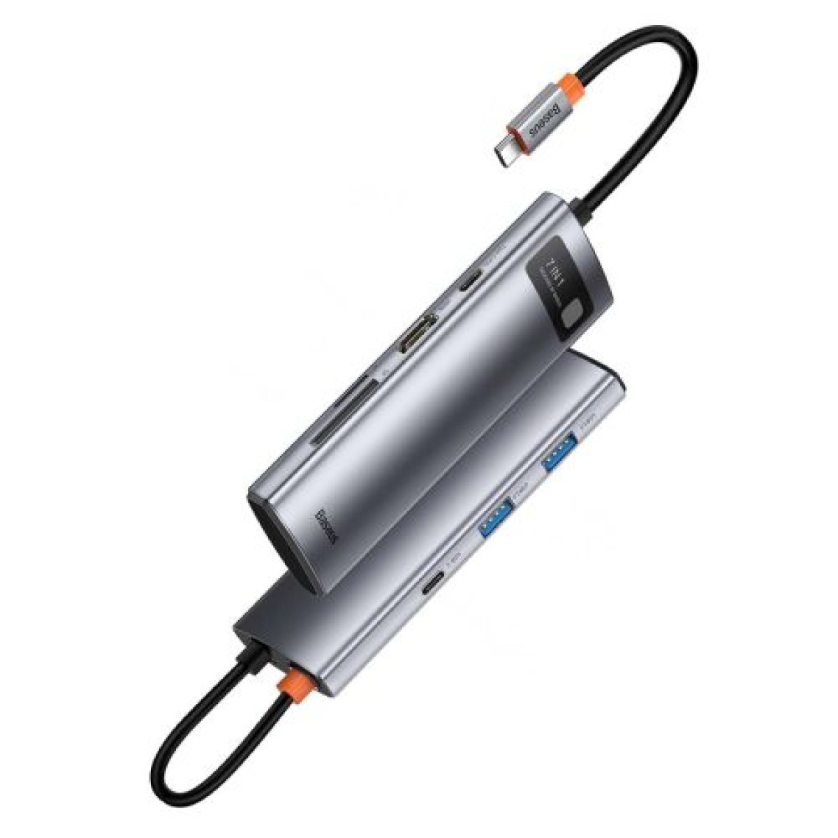 Baseus HUB Metal Gleam σειράς 7-σε-1 Πολυλειτουργικό (Type-C έως 2x USB 3.0, PD 100W / HDMI 4K 30Hz / RJ45 1Gbps, Type-C βασικό) Γκρι (WKWG020113)