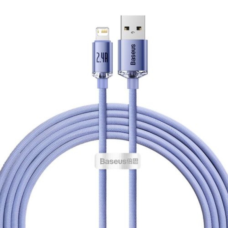 Baseus Lightning Crystal Shine Cable Cable Fast Charging Data Cable 2.4A 2m Purple (CAJY000105)