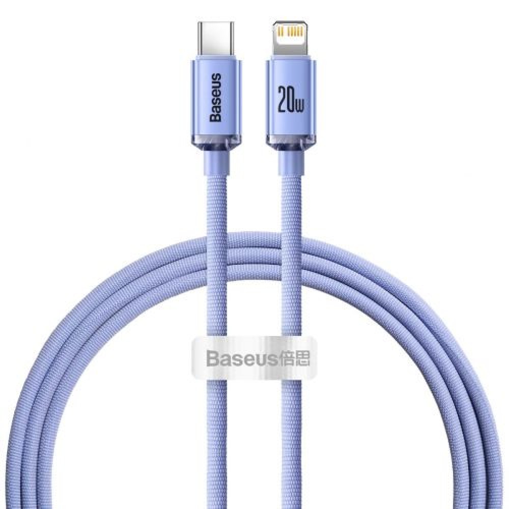 Baseus Type-C - Καλώδιο Lightning, Crystal Shine Series Fast Charging Data Cable 20W 1,2m Purple (CAJY000205)