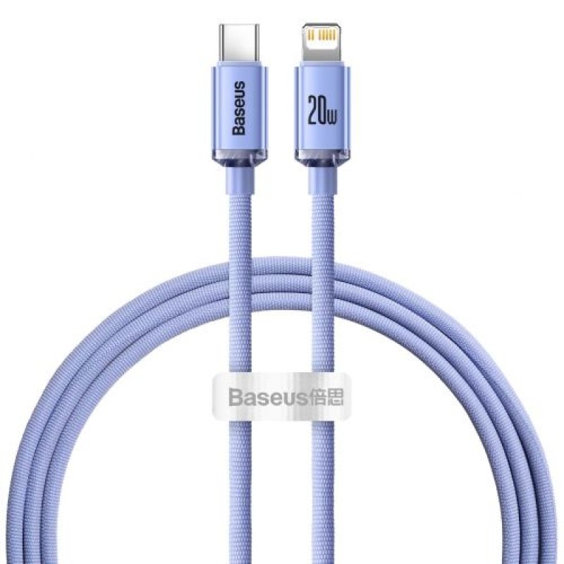 Baseus Type-C - Καλώδιο Lightning, Crystal Shine Series Fast Charging Data Cable 20W 1,2m Purple (CAJY000205)