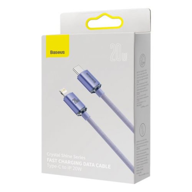 Baseus Type-C - Καλώδιο Lightning, Crystal Shine Series Fast Charging Data Cable 20W 1,2m Purple (CAJY000205)