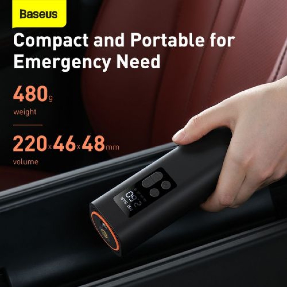 Baseus Car Tool Super Mini Inflator Αντλία ελαστικών 15 δευτερολέπτων Γρήγορο φούσκωμα, 4 ελαστικά σε 25 λεπτά, μαύρο (CRCQ000001)