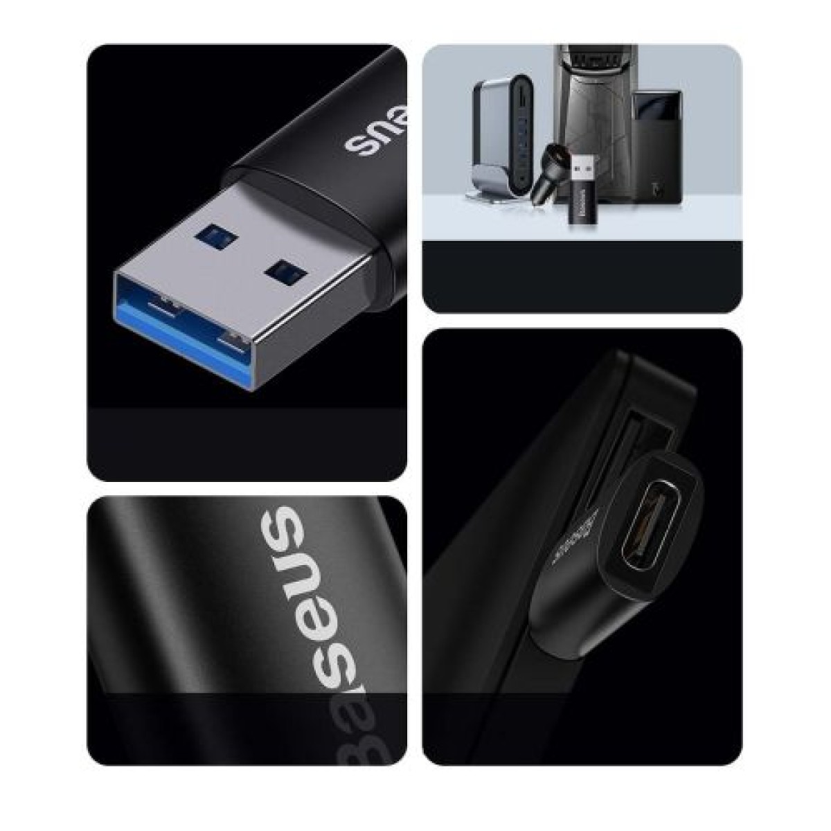 Μετατροπέας Baseus Ingenuity Series Mini OTG Adapter USB-A 3.1 Male σε Type-C Female Black (ZJJQ000101)