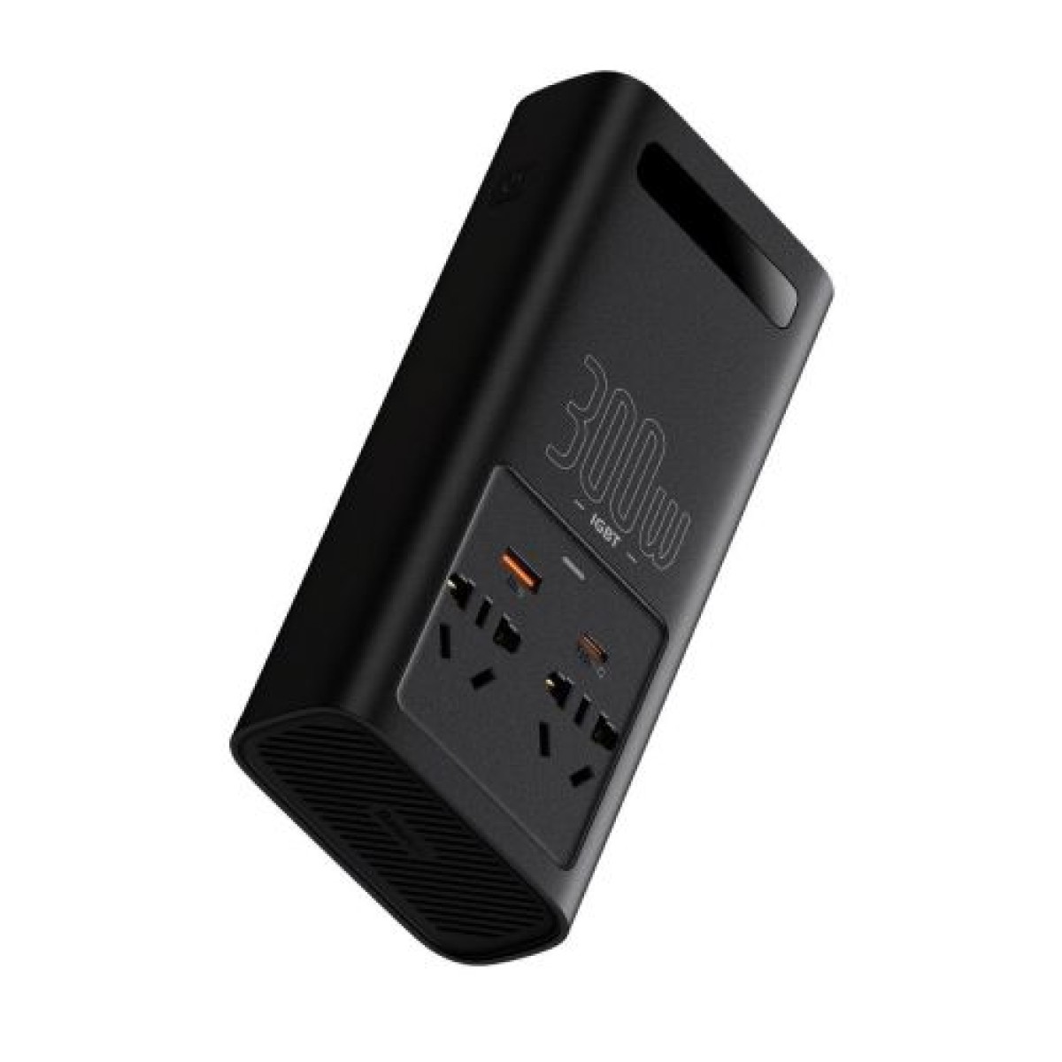 Baseus Car Power Inverter IGBT 300W/ 220V (C+U + Dual EU βύσμα) με καλώδια σφιγκτήρα 12V (0,40m) και καλώδιο υποδοχής αναπτήρα (0,60m), μαύρο (CGNB010101)