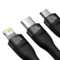 Baseus Universal Flash Series 3-σε-1 Καλώδιο δεδομένων γρήγορης φόρτισης (USB-A σε Micro + Lightning + Type-C) 100W, 1,2 m Μαύρο (CASS030001)