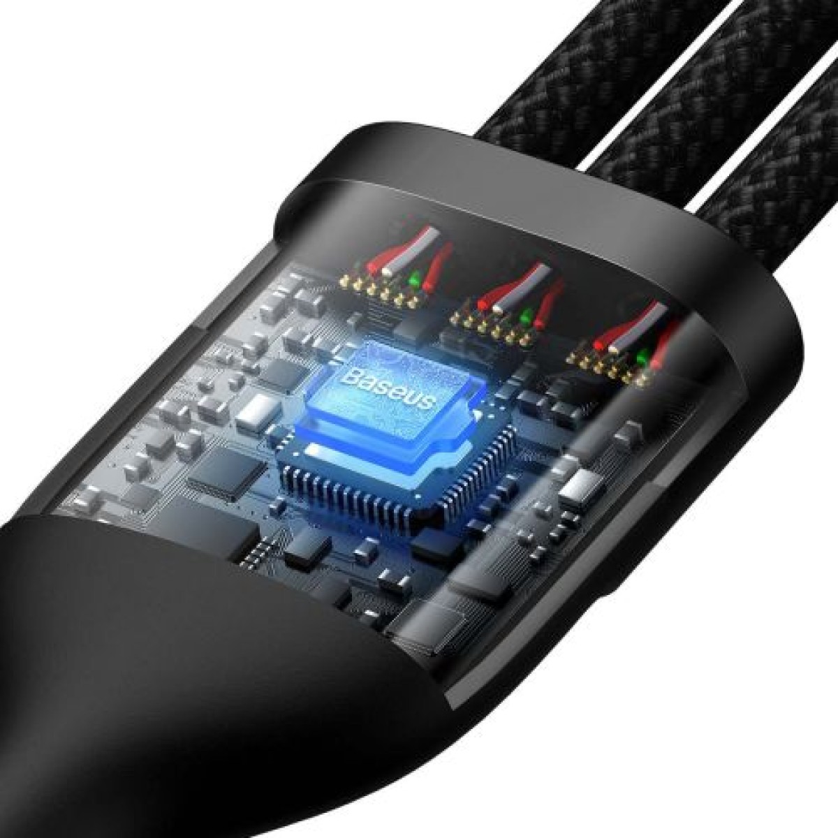 Baseus Universal Flash Series 3-σε-1 Καλώδιο δεδομένων γρήγορης φόρτισης (USB-A σε Micro + Lightning + Type-C) 100W, 1,2 m Μαύρο (CASS030001)