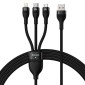 Baseus Universal Flash Series 3-σε-1 Καλώδιο δεδομένων γρήγορης φόρτισης (USB-A σε Micro + Lightning + Type-C) 100W, 1,2 m Μαύρο (CASS030001)