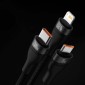 Baseus Universal Flash Series 3-σε-1 Καλώδιο δεδομένων γρήγορης φόρτισης (USB-A σε Micro + Lightning + Type-C) 100W, 1,2 m Μαύρο (CASS030001)