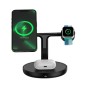 Baseus Wireless Charger Swan stand 3-in-1 Μαγνητικός φορτιστής με καλώδιο TypeC 15W, 1m Μαύρο (WXTE000101)