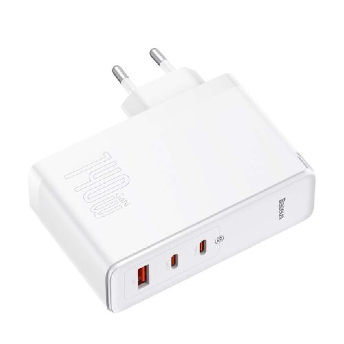 Baseus Travel Charger GaN5 Pro Γρήγορος φορτιστής τοίχου, C+C+U, 140W White EU (CCGP100202)