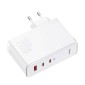 Baseus Travel Charger GaN5 Pro Γρήγορος φορτιστής τοίχου, C+C+U, 140W White EU (CCGP100202)
