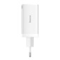 Baseus Travel Charger GaN5 Pro Γρήγορος φορτιστής τοίχου, C+C+U, QC, AFC, PD 65W με Type-C έως Type-C (100W) 1m, White EU (CCGP120202)