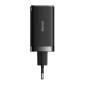 Baseus Travel Charger GaN5 Pro Γρήγορος φορτιστής τοίχου, C+C+U, QC, AFC, PD 65W με Type-C έως Type-C (100W) 1m, Black EU (CCGP120201)