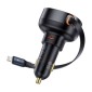 Baseus Car Charger Enjoyment Pro Fast Charger Type-C θηλυκό, Lightning αρσενικό (0,75m) Ενσωματωμένο ανασυρόμενο καλώδιο, 55W μαύρο EU (C00057803111-00)