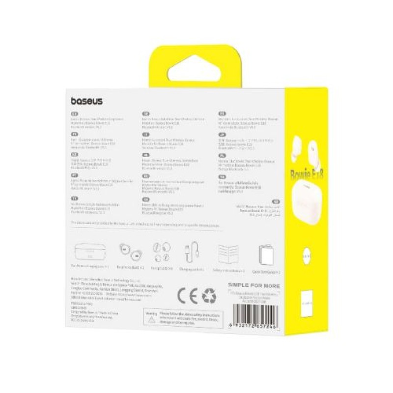 Ακουστικά Baseus Ακουστικά Bluetooth Bowie E18 TWS, BT 5.3, ENC, IPX4, White EU (A00023800223-00)